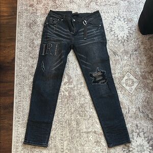 AMIRI Black Distressed Slim Jeans